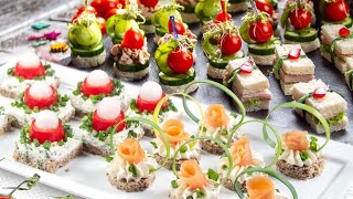 Easy appetizer recipes for parties. Finger food canapes, sandwiches and tartine