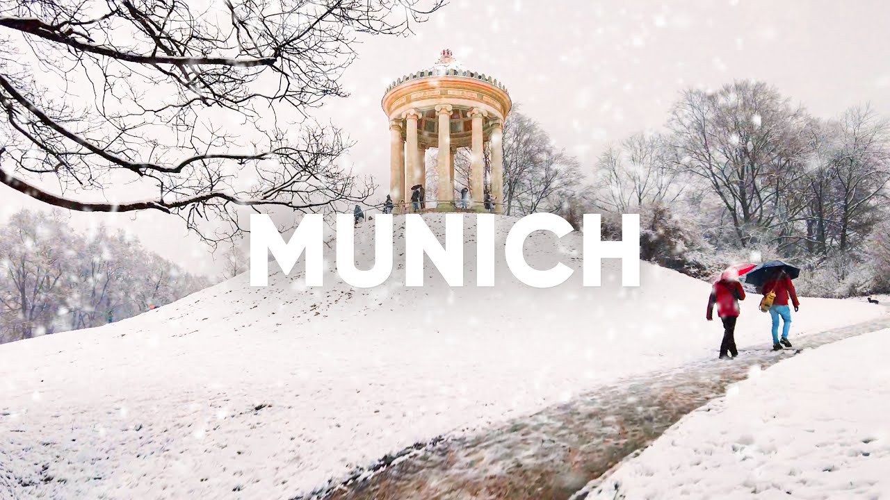 Snow Walking in Munich City in Winter OLD TOWN IN JANUARY City Centre and Park