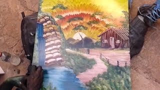 Finger Painting Artist Creates Stunning Landscape!