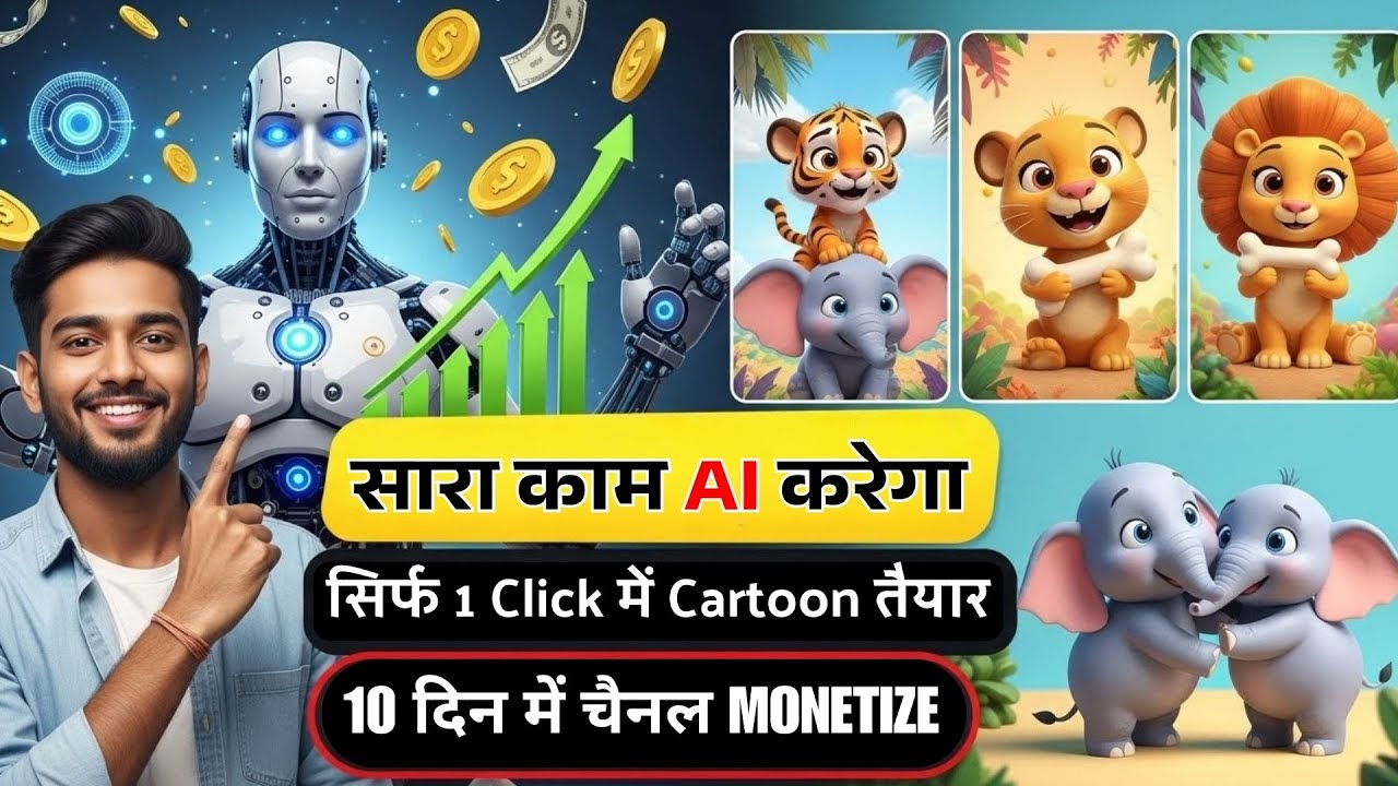 सिर्फ 1 Click में Cartoon Video तैयार 🤖 | AI से पैसे कमाने का नया तरीका