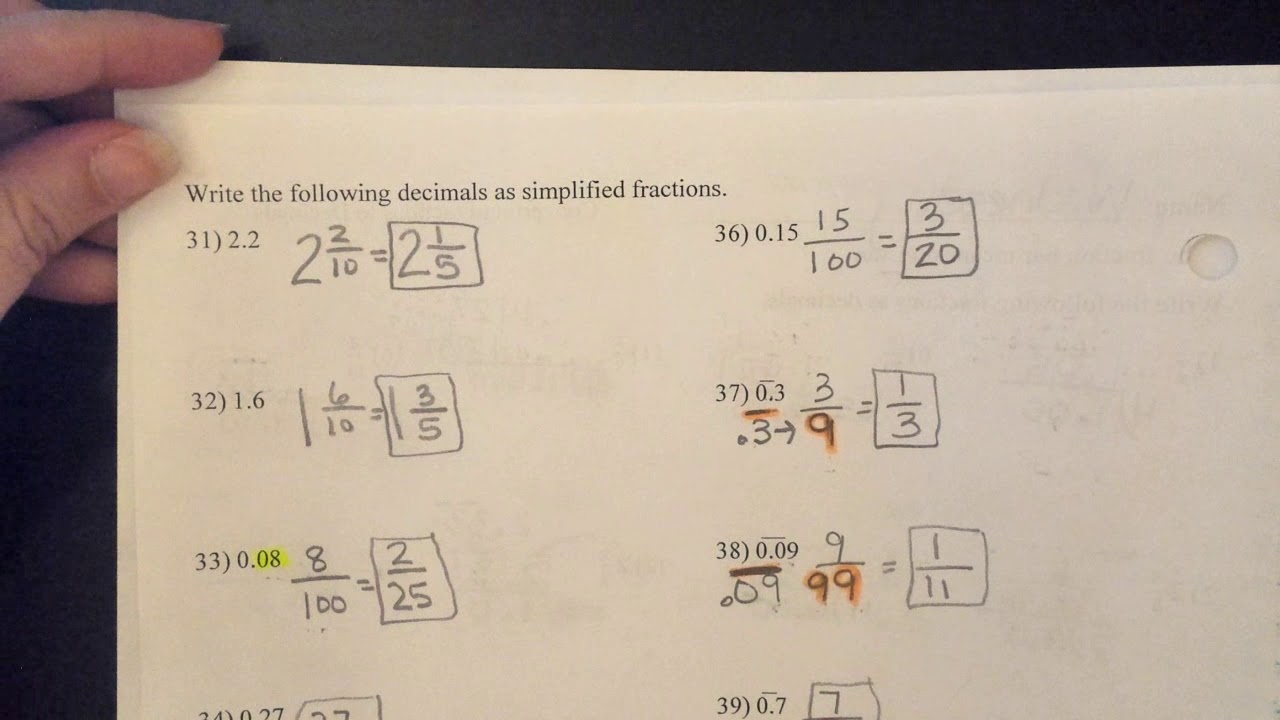 2 19 20 fractions and decimals - YouTube