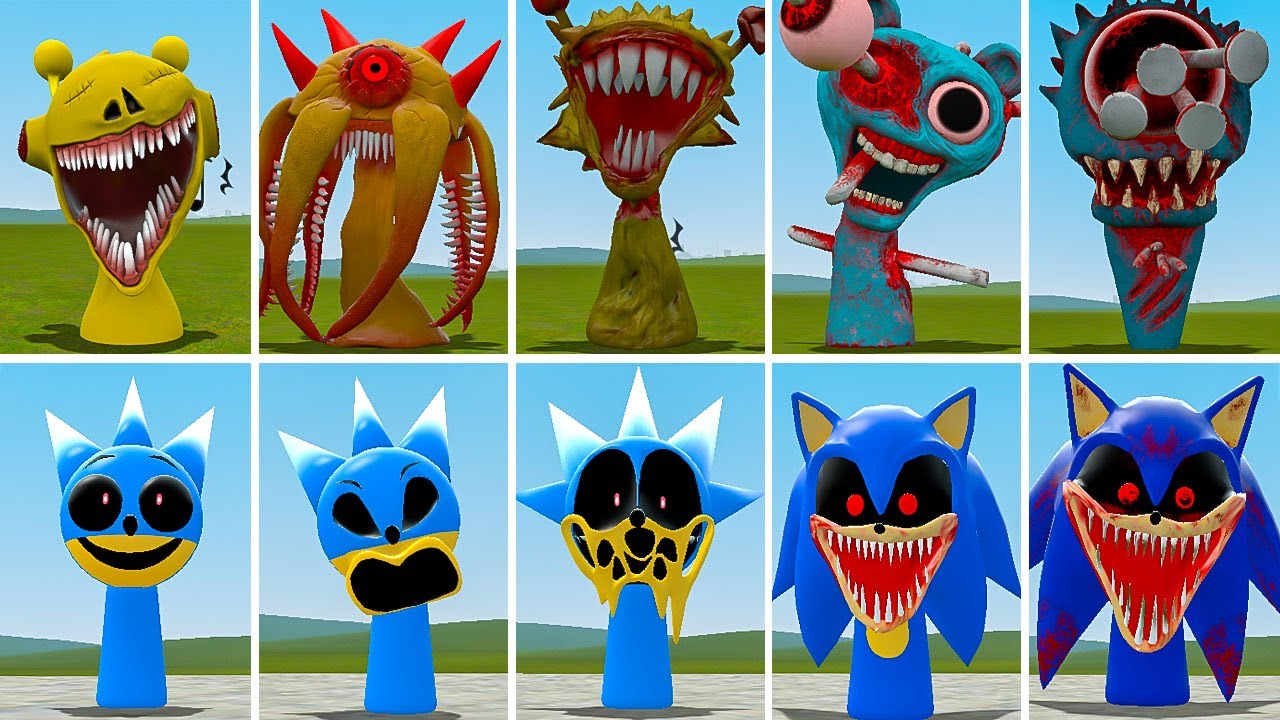 EVOLUTION OF ALL SPRUNKI BLUE PHASE VS EVOLUTION OF ALLSPRUNKI SONIC EXE? in Garrysmod!,...