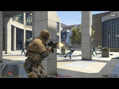 GTA 5 - Ghost vs Bogdan Goons at Kortz Center + Ten Star Escape