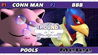 Pound 2022 - BBB (Falco) Vs. conn man (Jigglypuff) SSBM Smash Melee Tournament