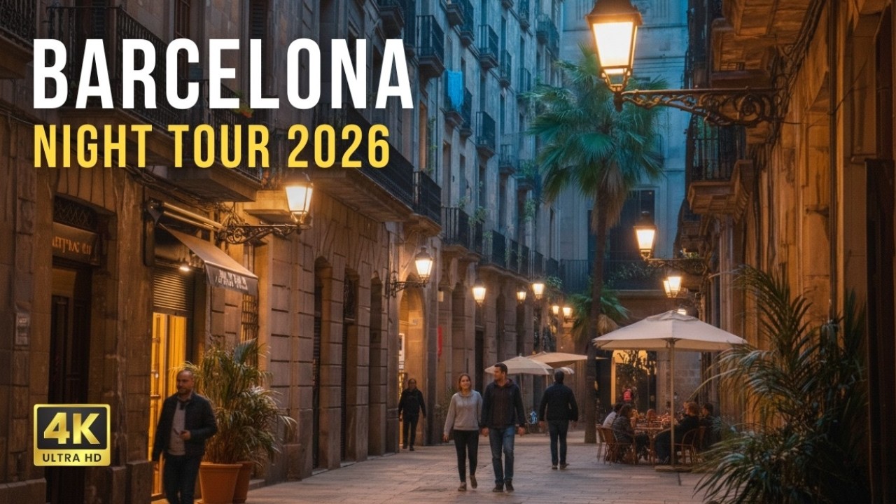 Барселона, Испания 🌙 Ночная прогулка | 4K пешеходный тур