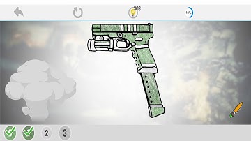 Glock 18 Pistol Coloring Pages - Glitter, Crayon and Oil Paint By Number Weapons