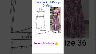 Beautiful kurti design Drafting size 36 #shorts #youtubeshorts #fashionstyle #Rebeka Modhura 👍👍