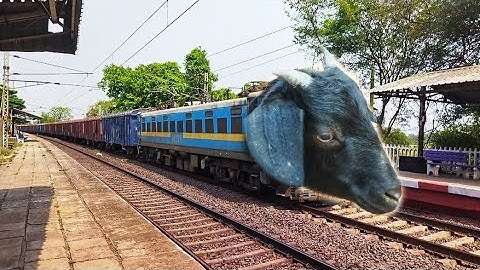 Aggressive GOAT Headed Freight Train Dangerous & Furious Moving Out at Station