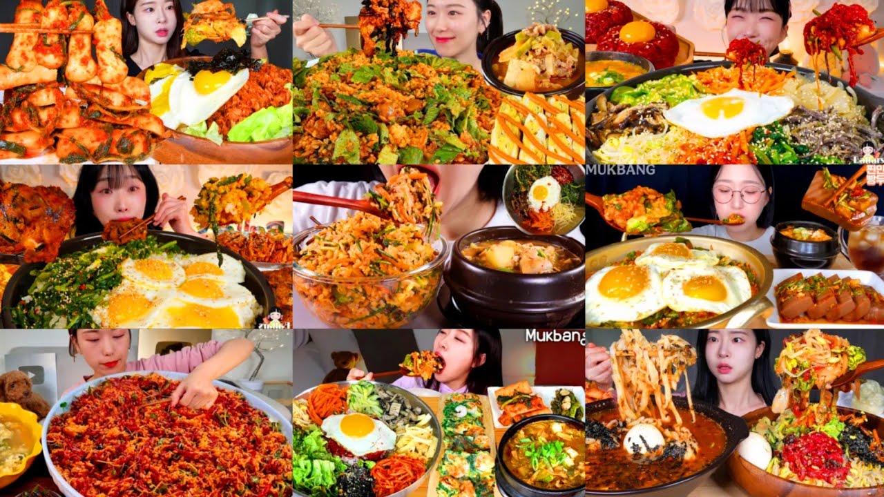 KOREAN FOOD * BIBIMBAP MUKBANG COMPILATION - BIBIMBAP KIMCHI BIG BITES EATING SHOW