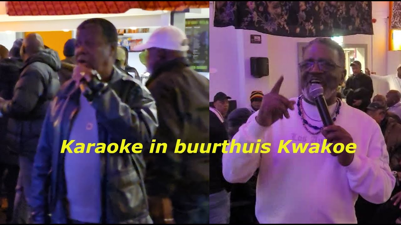 Karaoke tijdens Bondru Dey in buurthuis Kwakoe Amsterdam Zuid-Oost op 31 oktober 2025