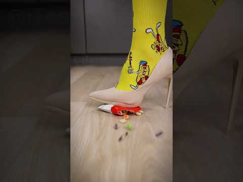 Yellow funky socks & high heels smash #asmr