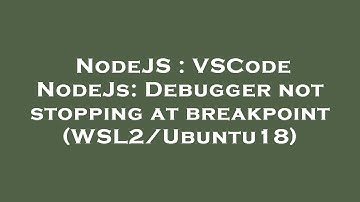 NodeJS : VSCode NodeJs: Debugger not stopping at breakpoint (WSL2/Ubuntu18)