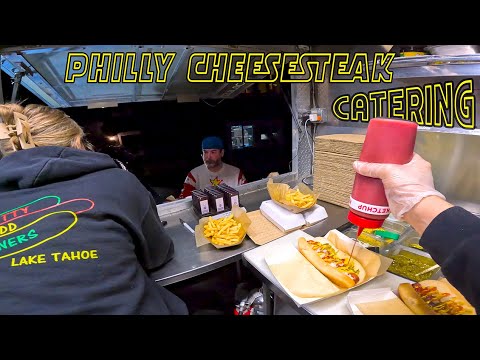 POV INSIDE A CHEESESTEAK FOOD TRUCK CATERING EVENT PART 1