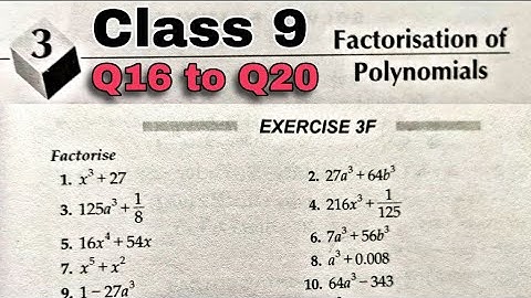 Class 9 Maths Ex 3f Q16 to Q20  Factorisation Of Polynomials | CBSE | RS Aggarwal | Rajmith study