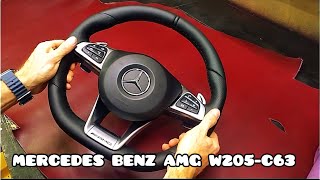 Перетяжка руля Mercedes AMG W205-C63 Coupe в экокожу(комбинация гладкой Наппы и псевдоперфорации)