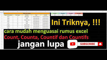 Belajar Excel Trik Mudah Fungsi / Rumus Excel Count, Counta, Countif & Countifs