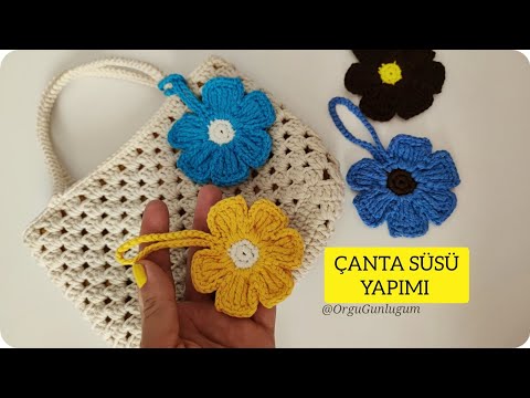 ÇİÇEK ÇANTA SÜSÜ YAPIMI 🌸 ÖRGÜ ÇANTA SÜSÜ YAPIMI🌸 Çiçek Çanta Süsü Yapımı 🌸 Crochet bag