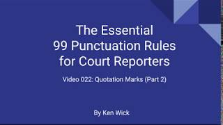 022 99 Punctuation Rules: Quotation Marks Part 2