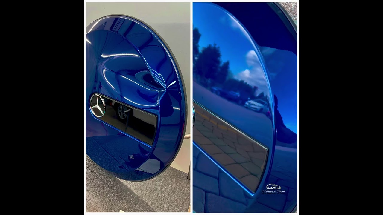 Dent repair on 2020 Mercedes Benz G-Class spare tire dented cover. PDR
