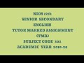 Nios 12th senior secondary english  tma tutor marked assignment academic year 201920