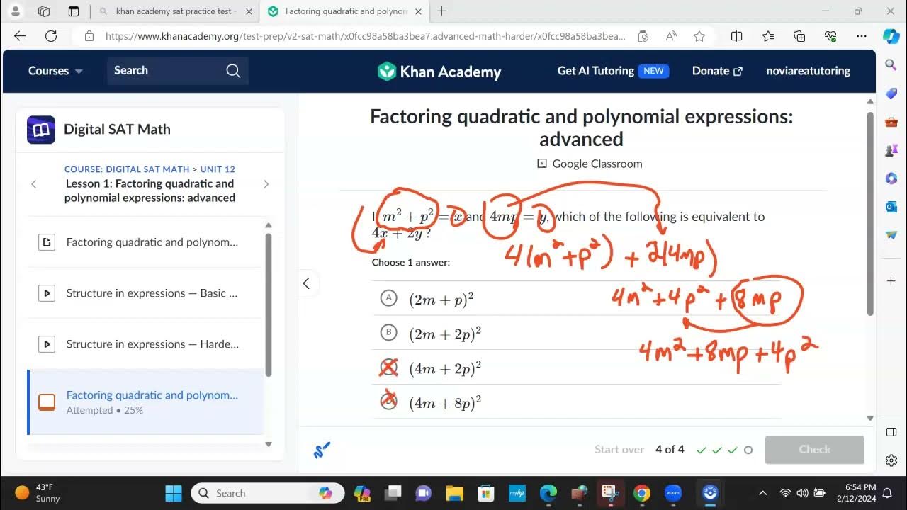 Khan academy digital sat math unit 12 lesson 1 q4 youtube