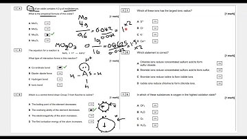 Multiple choice questions AQA Chemistry A-Level 2022 paper 1