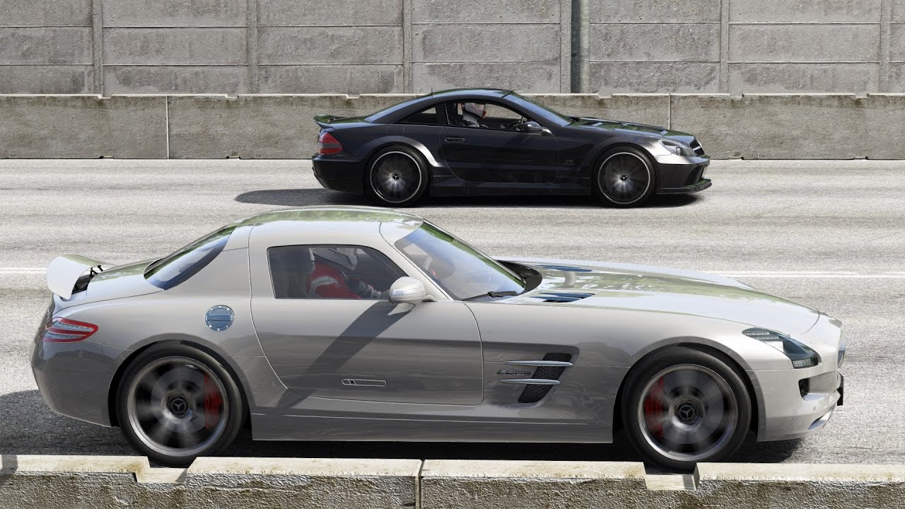 Mercedes Sl 65 Amg Black Series Vs Mercedes Sls Amg Drag Race Assetto Corsa Youtube
