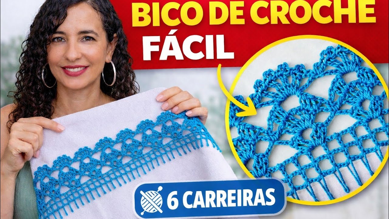 Bico de crochê para pano de prato frente e verso passo a passo #871