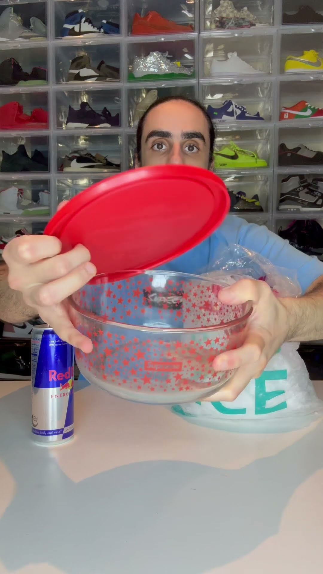 Red Bull ? + Ice ? = ? #funny #hacks #lifehacks