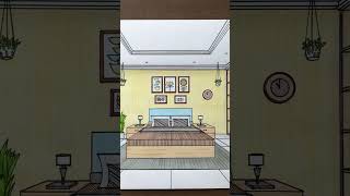 Room | Drawing | Bedroom  #roomdrawing  #drawing #shorts   #short#shortvideo#shortsfeed #shortsvideo