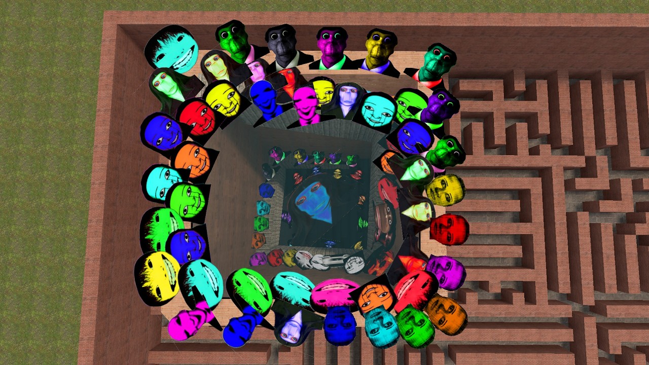 Kuchisake Nextbots , Obunga, Selene , Yoshie and Nico Nextbots in the Maze | Garry's Mod