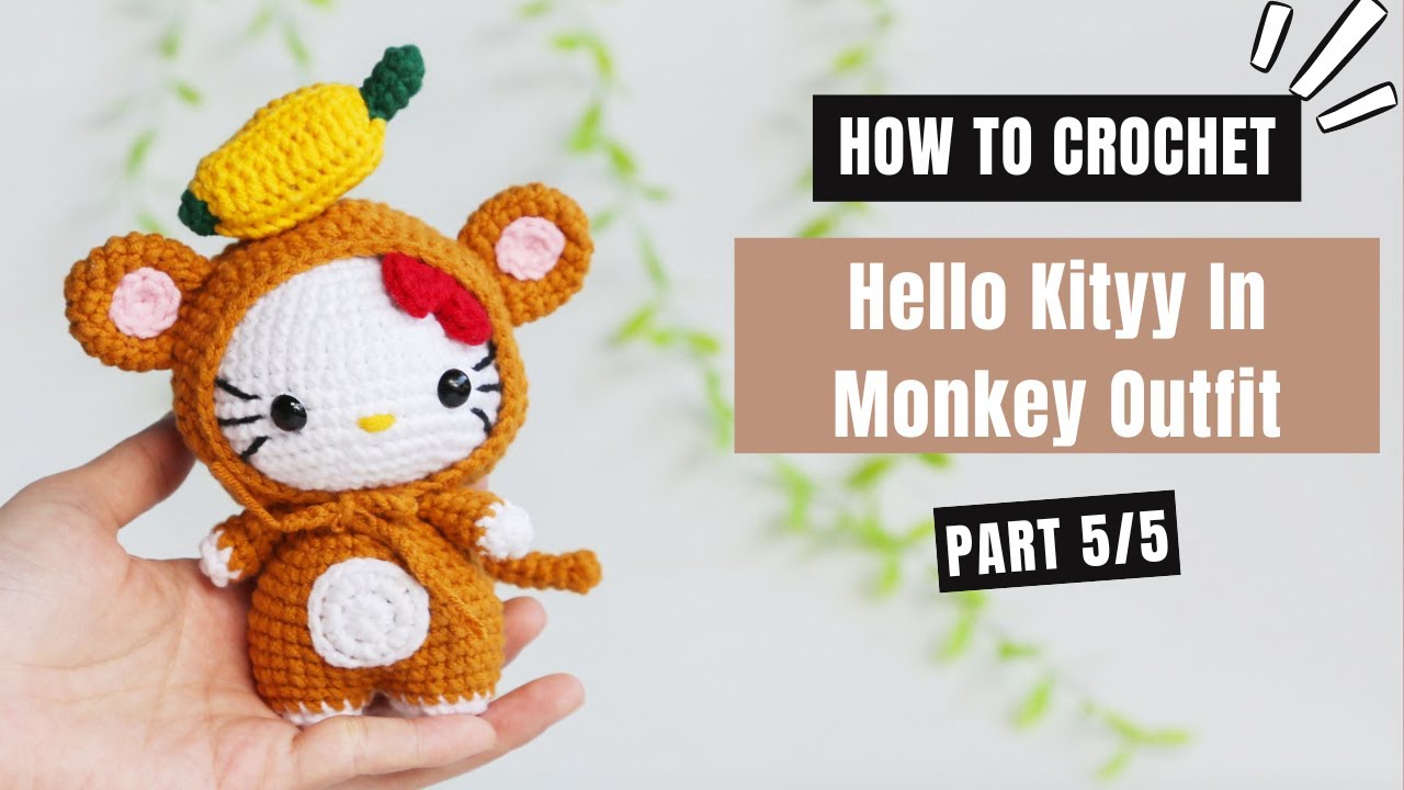 #551 | Hello Kitty in Monkey Outfit Amigurumi (5/5) | How To Crochet Dolls Amigurumi | @AmiSaigon