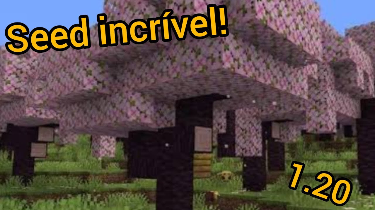 Seeds Minecraft 1.20 3 biomas de cerejeira 2 vilas e um portal do nether em ruinas!!