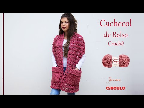 Cachecol de Bolso em Crochê Prof. Simone Eleotério