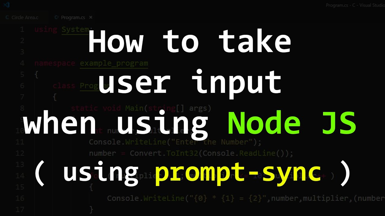 How To Take User Input Using Prompt Sync In Javascript Node Js