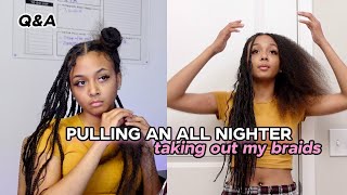 PULLING AN ALL NIGHTER | taking out my braids + answering your questions | Lexi Vee