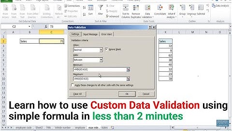 How to use Custom Data Validation Standard Minimum and Maximum