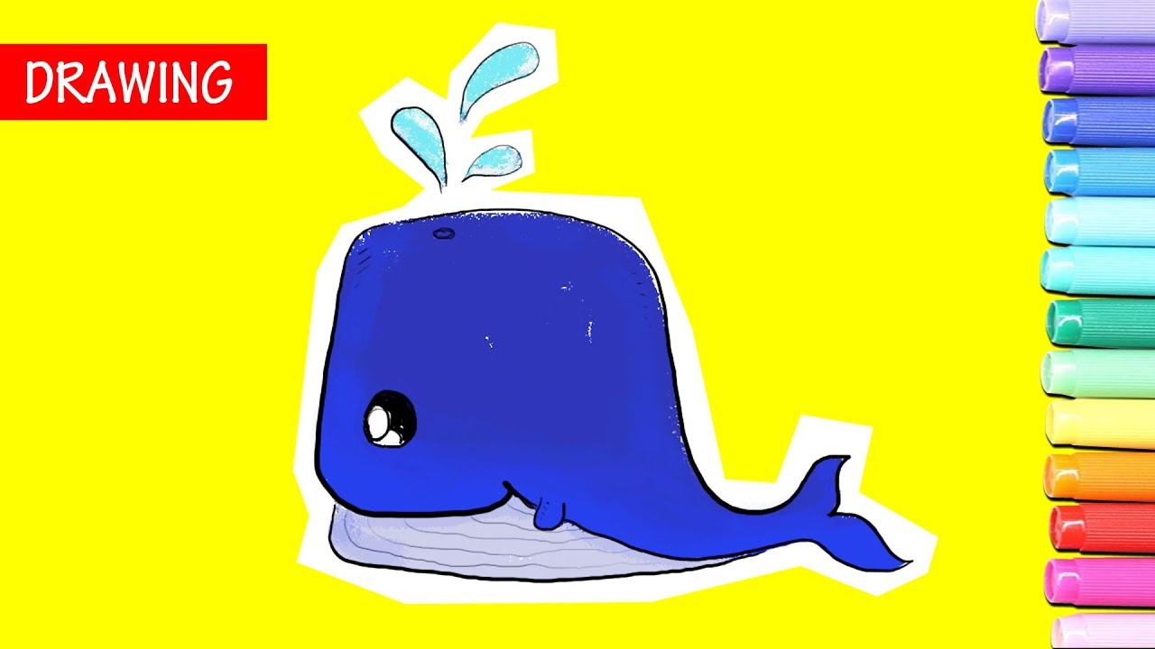 How To Draw A Cute Whale かわいいクジラの描き方 お子さんとのお絵かきタイムに Youtube