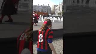 Emily in Piccadilly Gardens after the match. May 2013