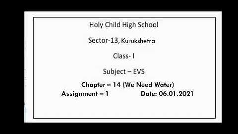 Class 1 EVS Chapter 14 We Need Water Part 1