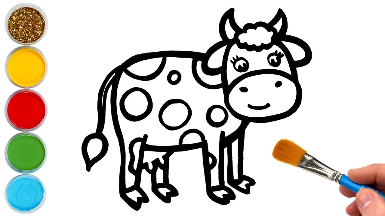 Cow Drawing, Painting and Coloring for Kids & Toddlers | Easy Animal Drawings