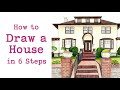 How to Draw a House in 6 Steps Timelapse | Sonja's Art Room