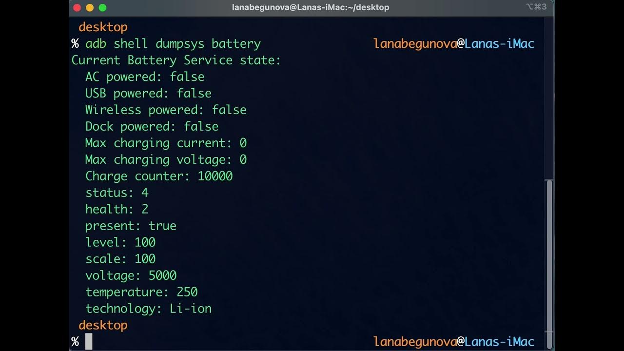 adb shell dumpsys battery YouTube