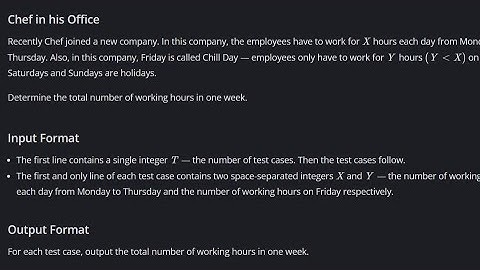 Chef in his Office Codechef (500 to 800 Difficulty Rating Problems)