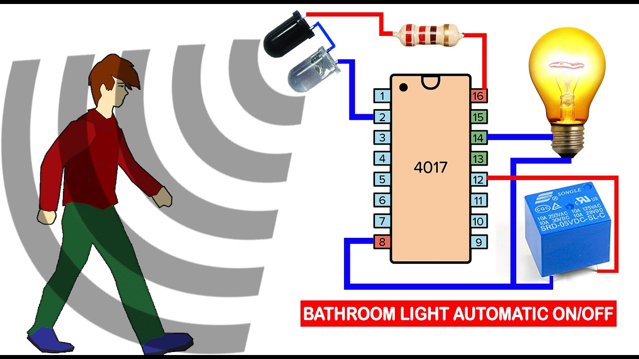 Motion Sensor Light Switch using CD4017 & IR sensor