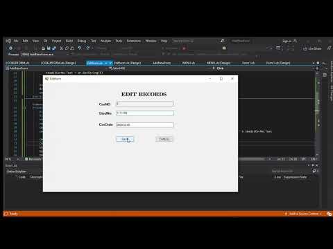 LookUp and Edit Form | Visual Studio 2019