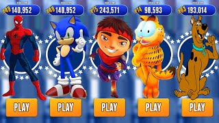Sonic Dash vs Ninja Kid vs Subway Spider Run vs Scooby Jungle Run vs Garfield Rush | Gameplay Mobile screenshot 4