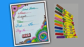 How to draw project copy cover page design.//Practical khata front page design.// Peacock design.