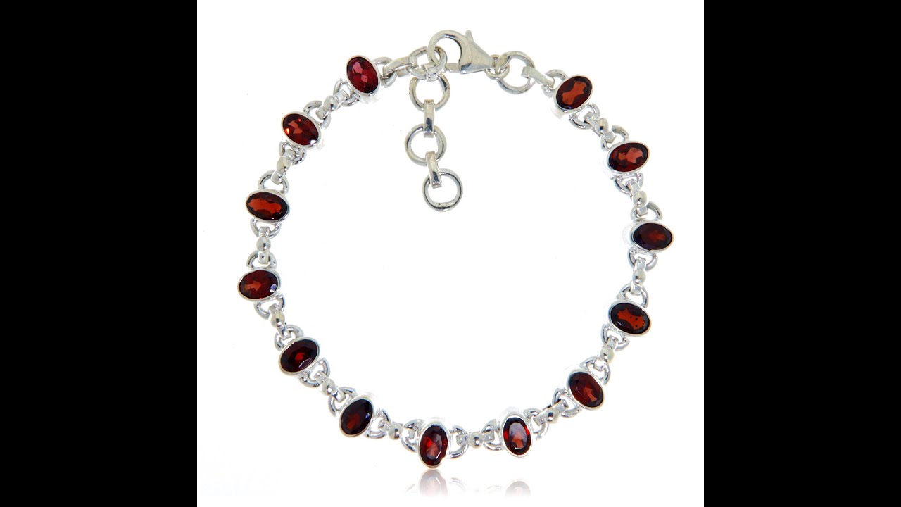 Bratara Argint 925 Granat Natural stilunic.ro