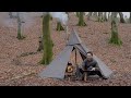 Bushcraft trip  - hot tent wild camping, homemade axe and knife, wildlife